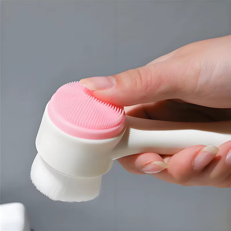 Soft Silicone Facial Cleansing Brush - Dual-Sided Brush Bristles Exfoliatorremove Black Pores Deep Pore-Cleaning Face Wash Brush