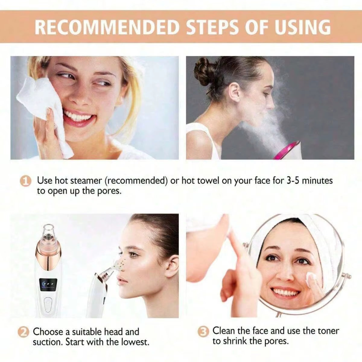 2026 Facial Pore Cleaner, 5 Suction Power Blackhead Remover Pore Vacuum - USB Rechargeable Facial Pore Cleaner Kit
