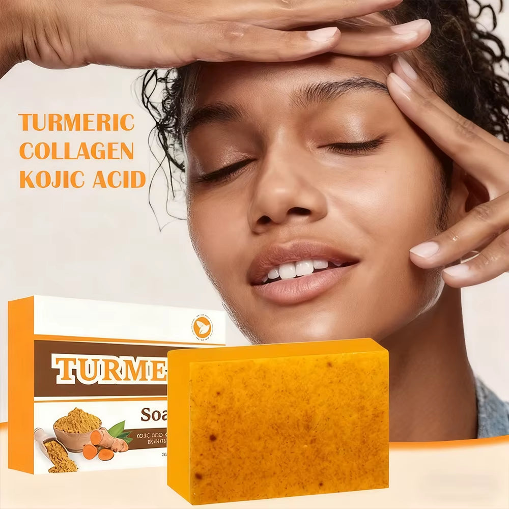 Turmeric Acne Removing and Whitening Essential Oil Soap with Collagen Protein and Citric Acid Lemon Handmade Scrubbing Soap