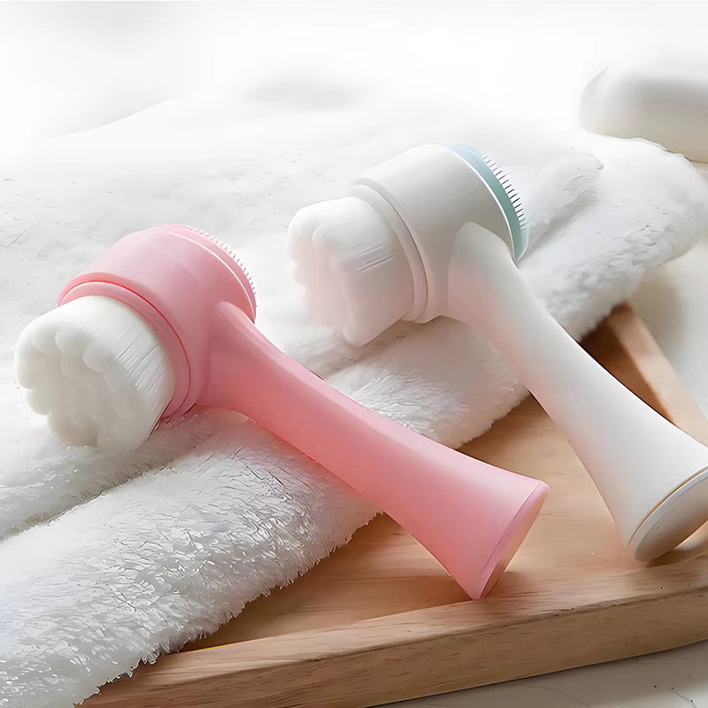Soft Silicone Facial Cleansing Brush - Dual-Sided Brush Bristles Exfoliatorremove Black Pores Deep Pore-Cleaning Face Wash Brush