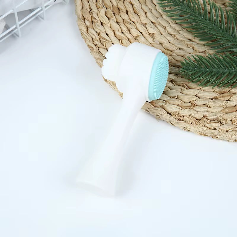 Soft Silicone Facial Cleansing Brush - Dual-Sided Brush Bristles Exfoliatorremove Black Pores Deep Pore-Cleaning Face Wash Brush