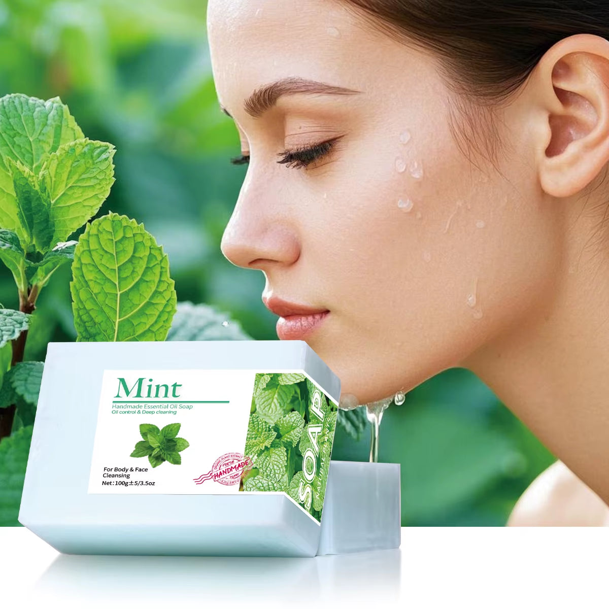 Mint Essential Oil Cleansing Soap, Handmade Soap for Cleansing, Natural Organic Plant Essential Oil Soap, Bath Soap