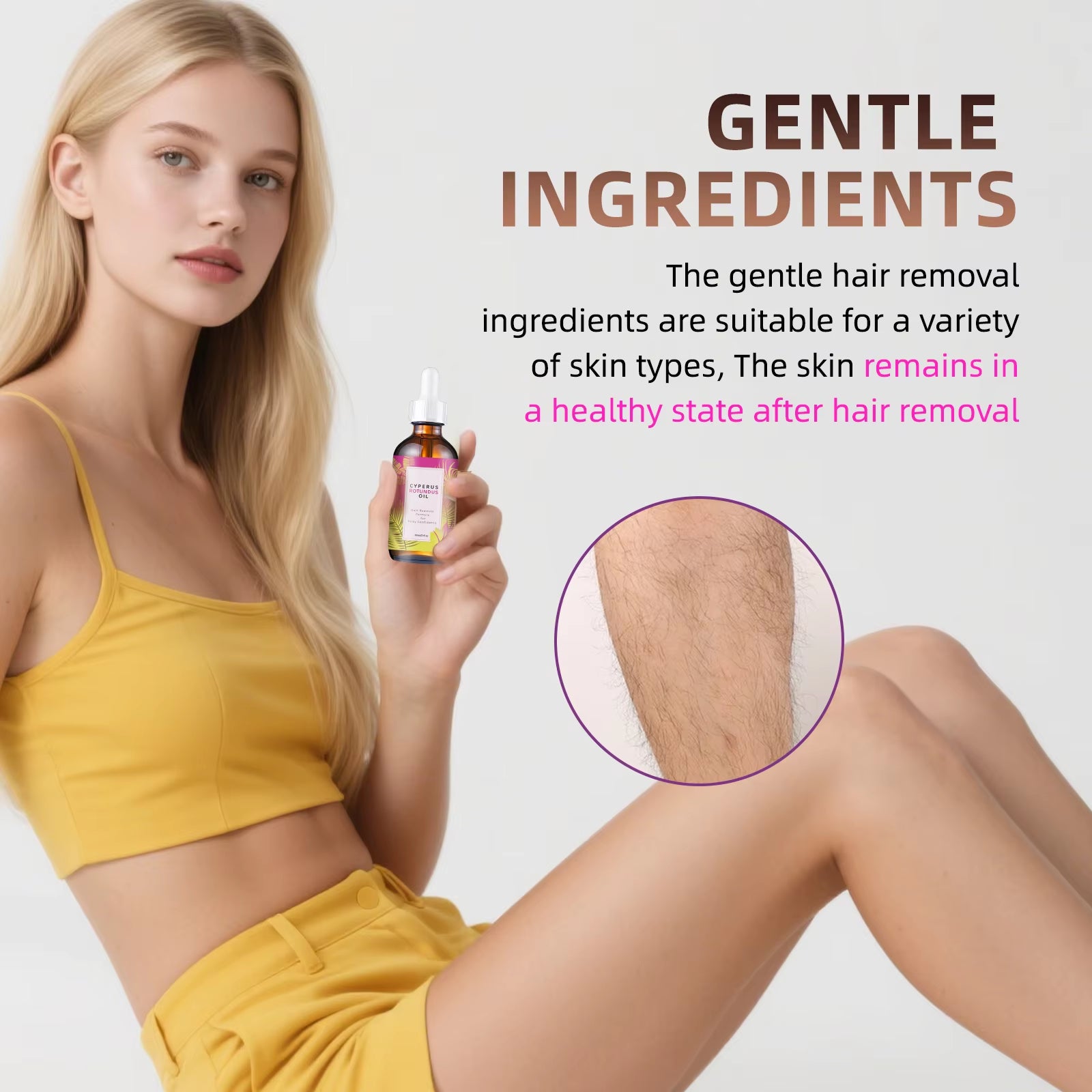 Natural Hair Minimizing & Skin Softening Oil 60Ml - Jojoba & Almond Formula for Gentle Hair Growth & Smooth Skin Feel.