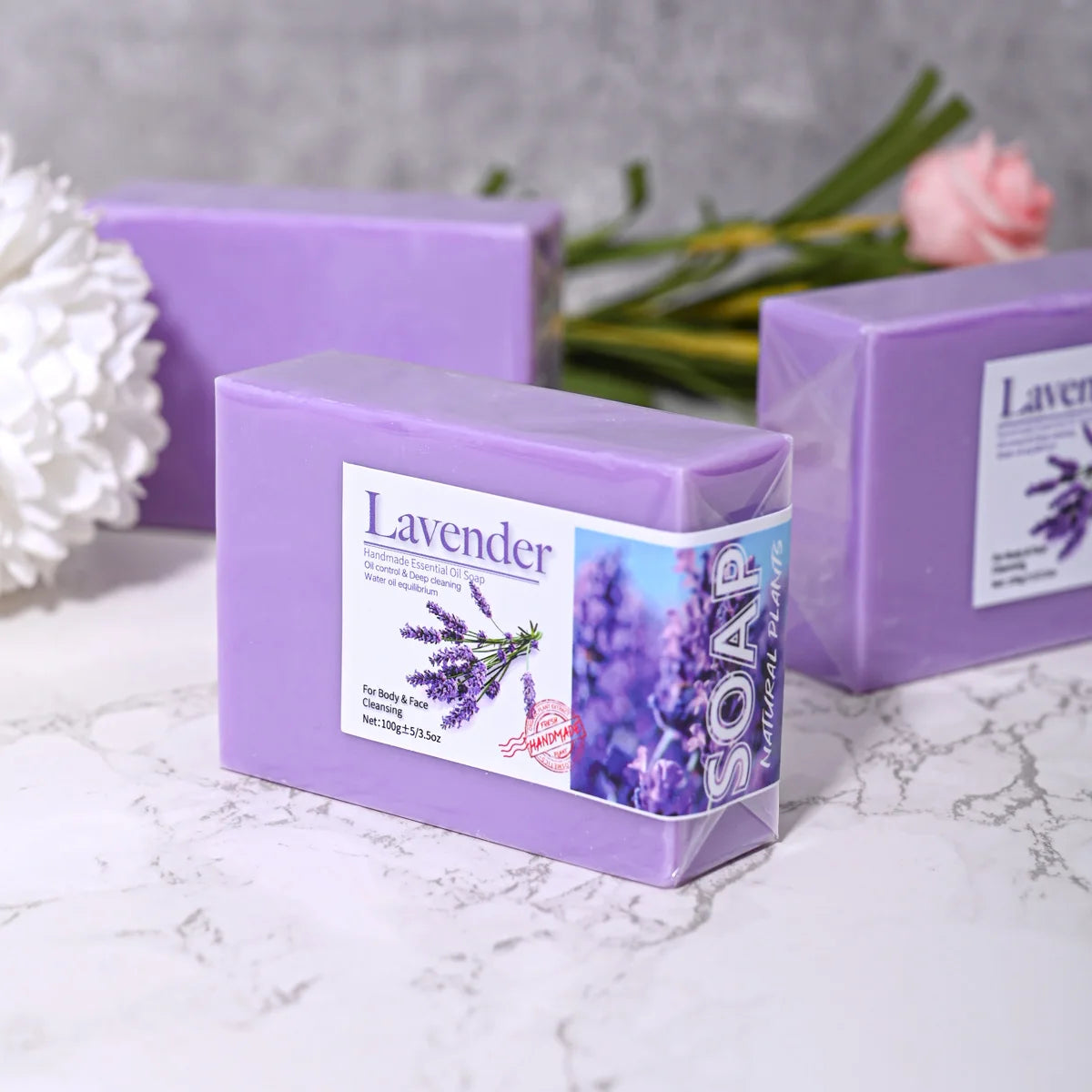 Indulge in Luxury with Our Natural Organic Lavender Essential Oil Handmade Soap - Perfect for Cleansing, Refreshing, and Oil Control!