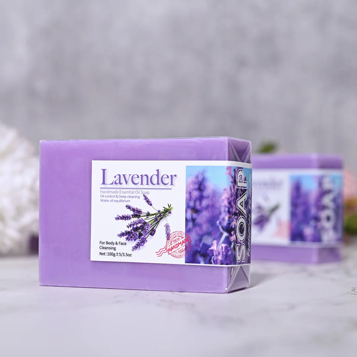 Indulge in Luxury with Our Natural Organic Lavender Essential Oil Handmade Soap - Perfect for Cleansing, Refreshing, and Oil Control!