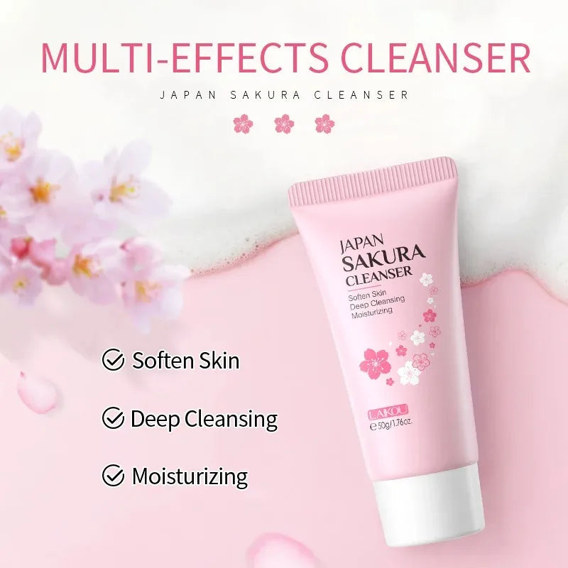 Revitalize Your Skin with Laikou Sakura Facial Cleanser - Deep Cleansing, Oil Control & Brightening Face Wash for All Skin Types - 50g