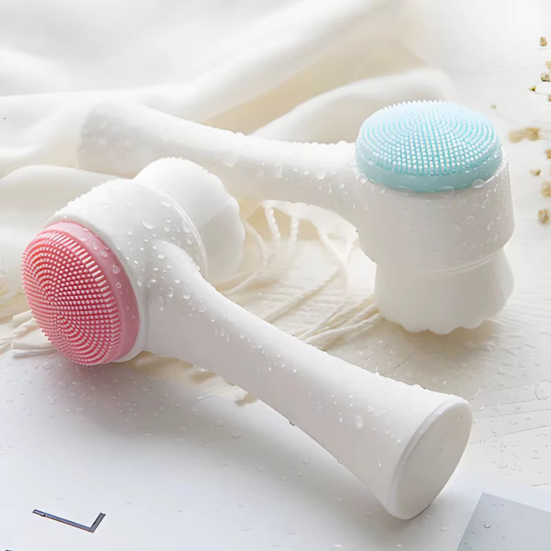 Soft Silicone Facial Cleansing Brush - Dual-Sided Brush Bristles Exfoliatorremove Black Pores Deep Pore-Cleaning Face Wash Brush