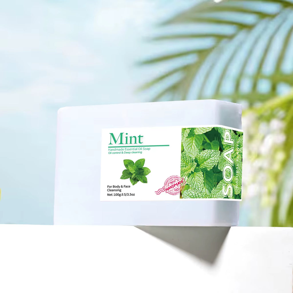 Mint Essential Oil Cleansing Soap, Handmade Soap for Cleansing, Natural Organic Plant Essential Oil Soap, Bath Soap